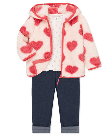 Heart 3-Piece Toddler Sherpa Jacket Set 25-16437