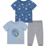 Little Me Boy's Space Pants Set 3Pcs Grey/Blue 17329