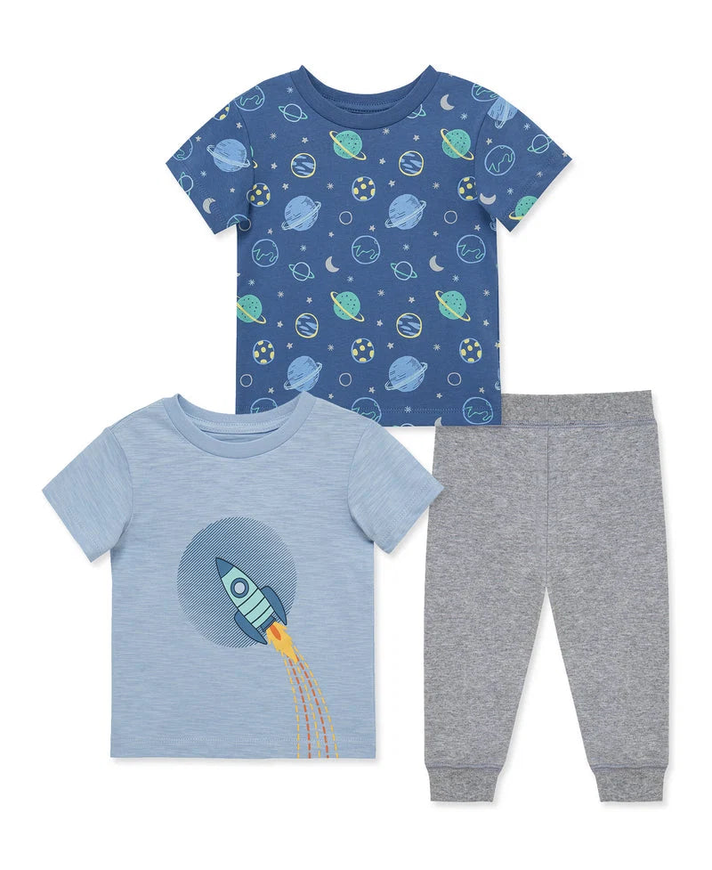 Little Me Boy's Space Pants Set 3Pcs Grey/Blue 17329