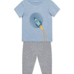 Little Me Boy's Space Pants Set 3Pcs Grey/Blue 17329