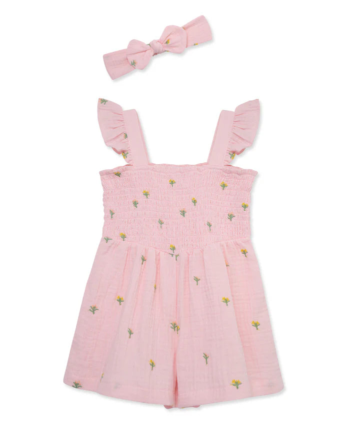 Floral Sciffli Woven Romper & Headband (12M-4T) 16066