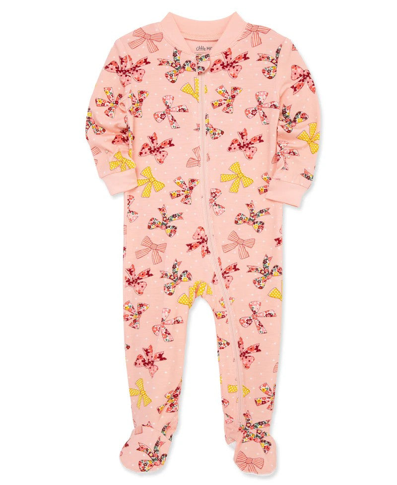 Bow Zip Front Footie Pajama 25-616302