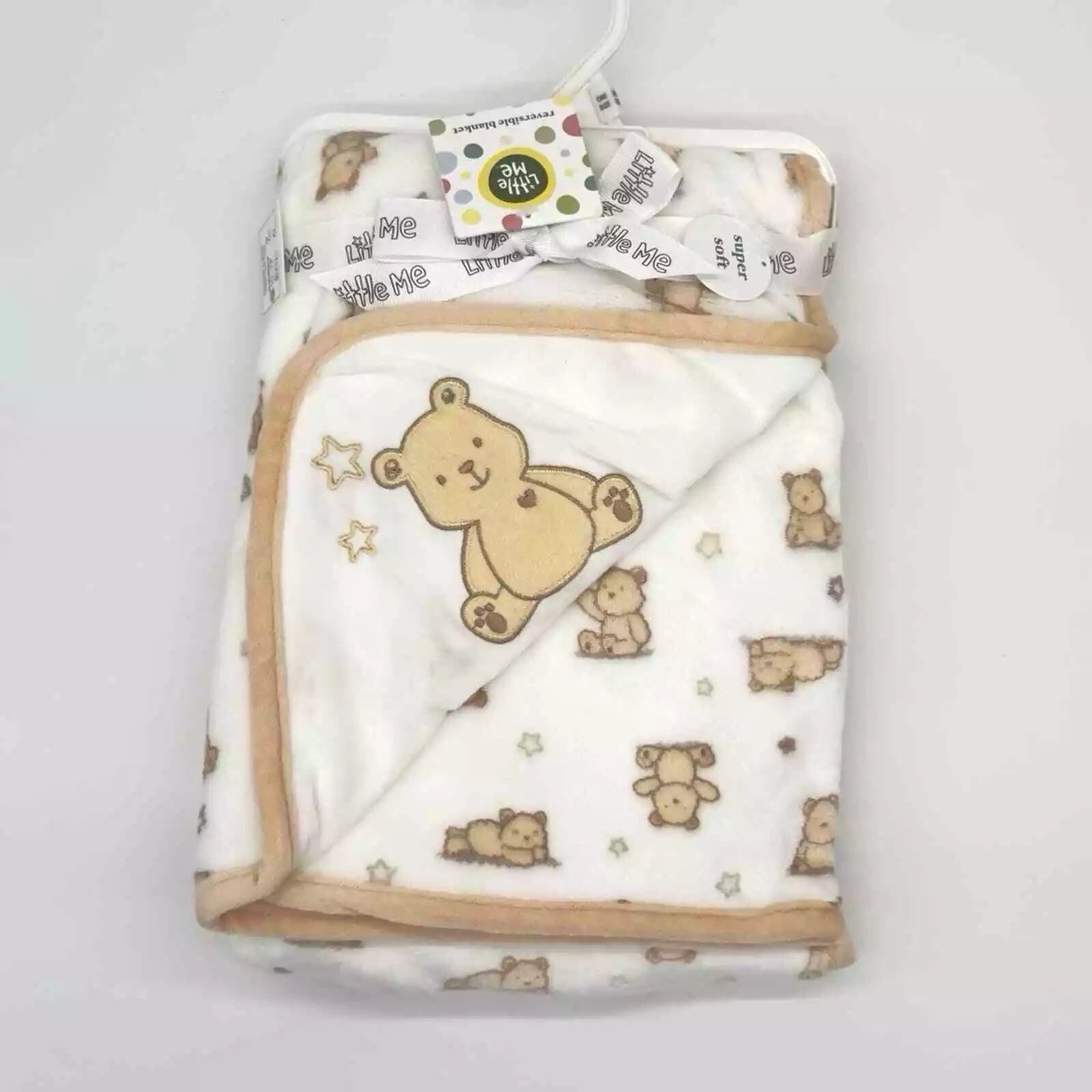 Little Me Plush Reversible Blanket, Brown 49755