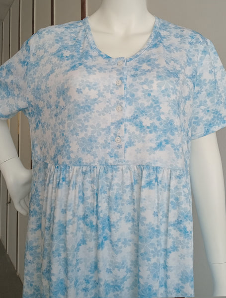 Women's light cotton cool half-sleeve dress BLUE P837