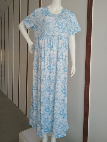 Women's light cotton cool half-sleeve dress BLUE P837