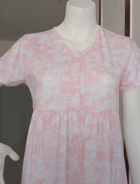 Women's light cotton cool half-sleeve dress PINK P837