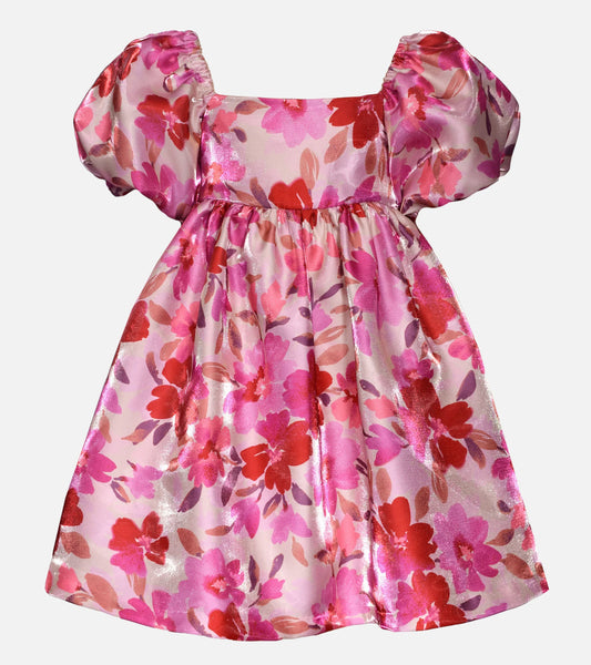 Rue Puff Sleeve Party Dress 13227 FUSHIA