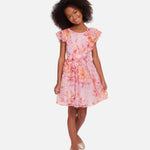 NEW Bonnie Jean Girls Size 16 "PINK PEACH FLORAL CHIFFON" Ruffle Dress NWT 12640