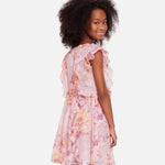 NEW Bonnie Jean Girls Size 16 "PINK PEACH FLORAL CHIFFON" Ruffle Dress NWT 12640