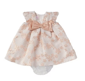 Baby Girls Newborn-24 Months Cap Sleeve Floral Metallic Jacquard Trapeze Dress 11437