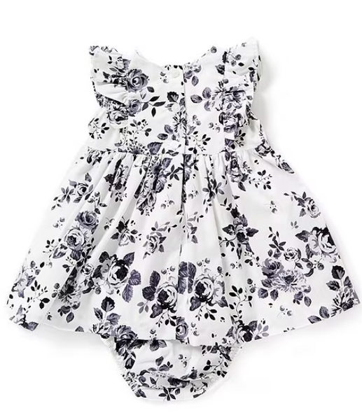 Baby Girls Newborn-24 Months Flutter Sleeve Toile Print Pinafore Dress