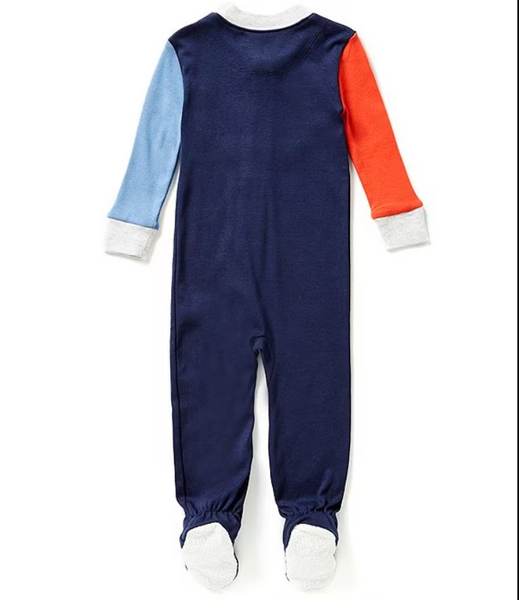 Baby Boys 12-24 Months Long Sleeve Color Block Space Ship Footed Coveralls