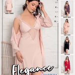 Robe with long sleeve cotton lace shirt 8510