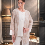 Women's SIloria loungewear pajama set featuring a luxurious long cardigan for a comfortable and elegant look.50116