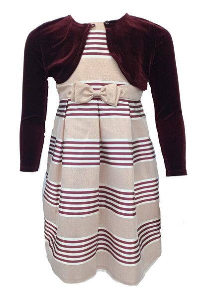 Bonnie Jean Burgundy Stripe Dress10665
