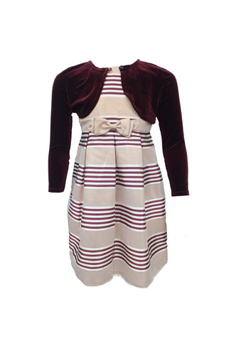 Bonnie Jean Burgundy Stripe Dress10665