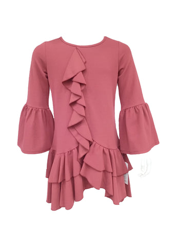 "Pink Dress with Multi-Tiered Ruffles"11692