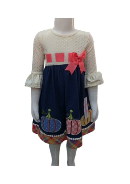Bonnie Jane Girls Pumpkin Embroidered Dress12732
