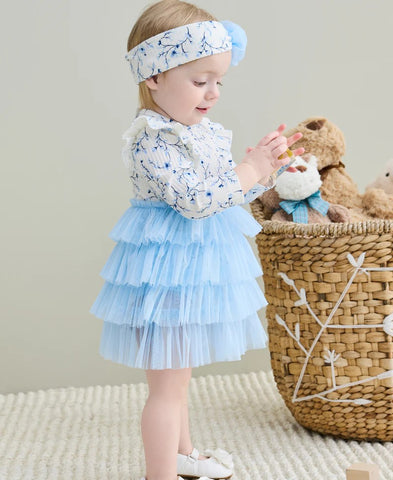 Blue Floral Tutu & Headband Set 25-16385