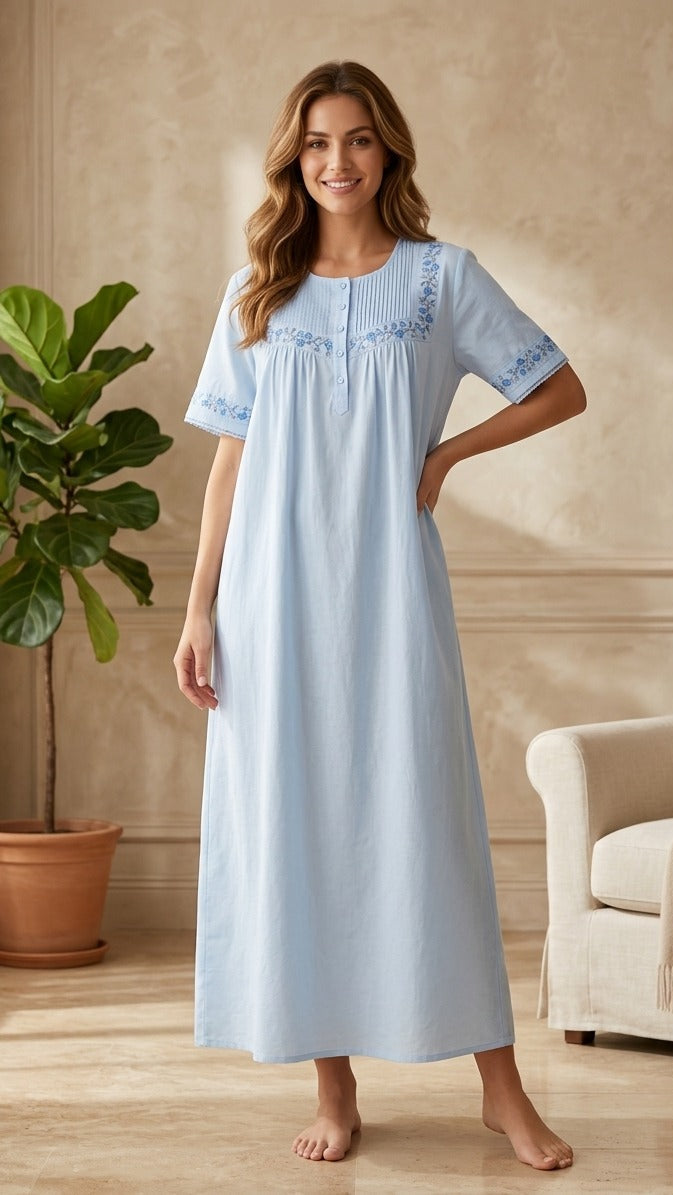 Half-sleeved dress in pure cotton 26-04A-3