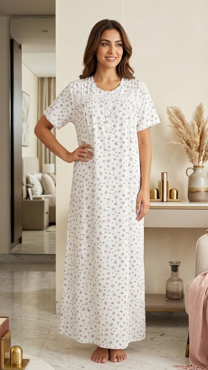 Half-sleeved dress in pure cotton 26-08A-4
