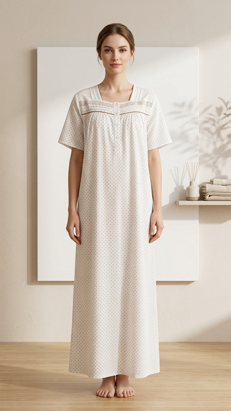 Half-sleeved dress in pure cotton  24-84-A-5