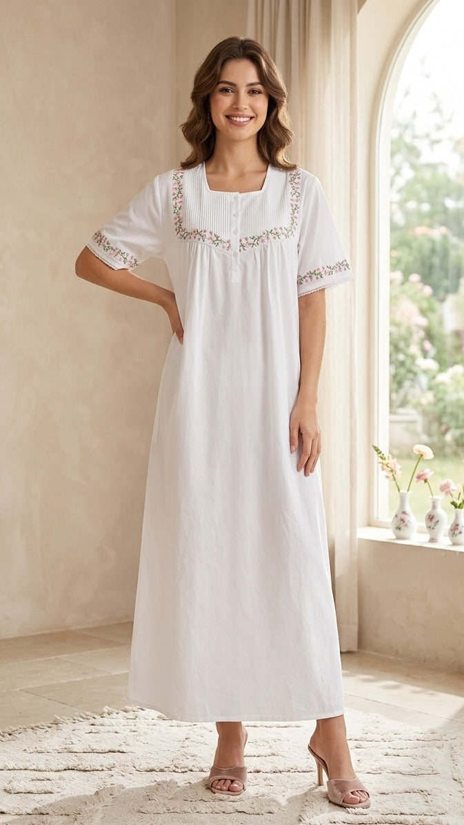 Half-sleeved dress in pure cotton 26-04A-1
