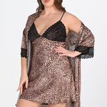 Ahu 2-Piece Leopard Dressing Gown Set Bigsize 6203