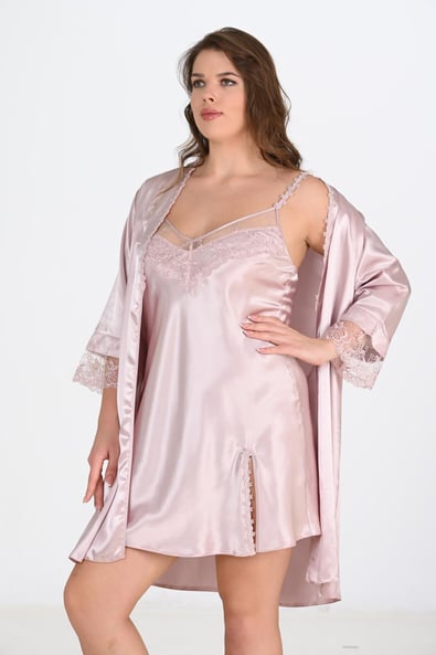 Ahu 2-Piece Powder Dressing Gown Set Bigsize 6214