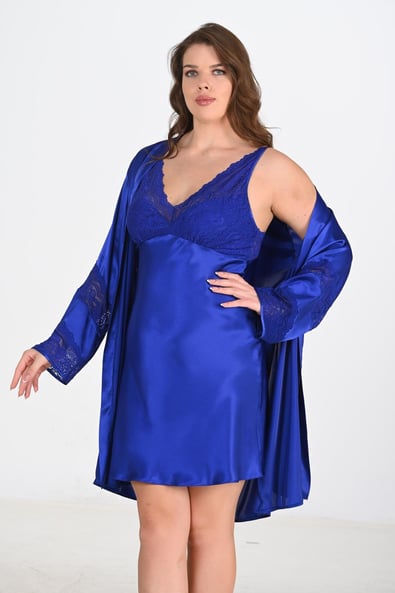 Ahu 2 Piece Saks Dressing Gown Set Bigsize 6211