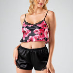 Ahu Bodysuit 3-Piece Shorts Set Black Floral Pattern 7732