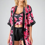 Ahu Bodysuit 3-Piece Shorts Set Black Floral Pattern 7732