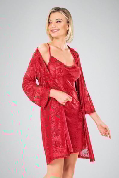 Ahu 2-Piece Dressing Gown Red 7737