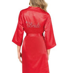 Ahu Red Short Satin Bride Dressing Gown 7600