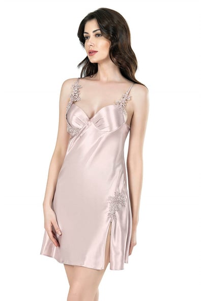 Ahu Pudra Short Double Satin Dressing Gown Nightgown Set 7623