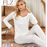 CLASSIC LACE DETAILED LONG SLEEVE PAJAMA SET FLZ 89-69