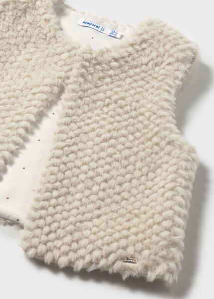 SET Baby Faux Fur Vest/Blouse with Flowers/Twill Pants Ref. 15-2359-68/2113-44/2588-64