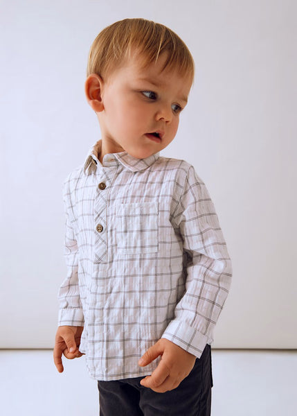Baby Sherpa Zip Sweatshirt /Plaid Shirt/Basic Straight-Leg JeansRef. 15-2427-21/2110-95/0542-53