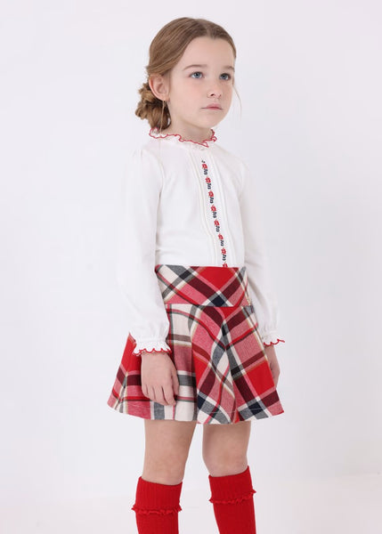 Better Cotton embroidered blouse for girls Ref.  13-04196-031/Girl's printed skirt Ref.  13-04902-038