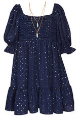 Bonnie Jean- Navy Foiled Crepe Dress12944