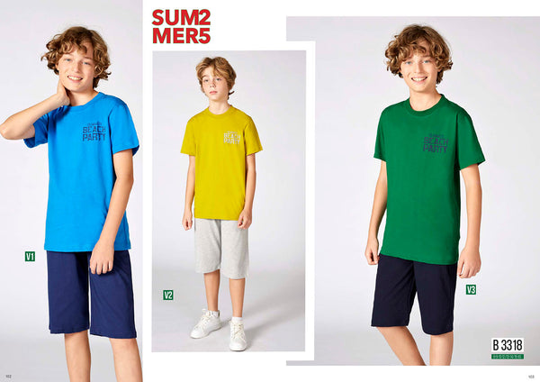 Boys' Turkish cotton pajamas, blouse with shorts 3318