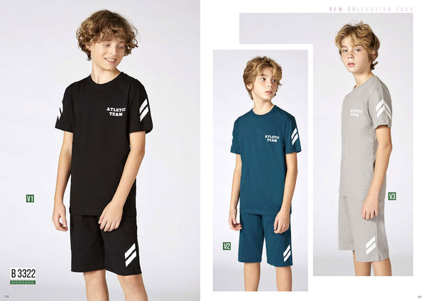 Boys' Turkish cotton pajamas, blouse with shorts 3322