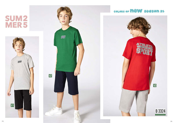 Boys' Turkish cotton pajamas, blouse with shorts 3324