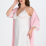 Ahu 2-Piece White-Pink Dressing Gown Set Bigsize 6210