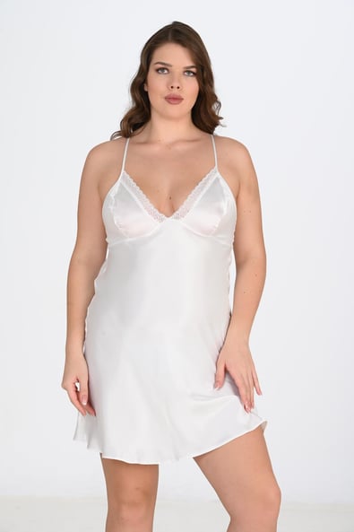 Ahu 2-Piece White-Pink Dressing Gown Set Bigsize 6210