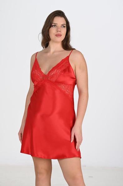 Ahu 2-Piece Red Dressing Gown Set Bigsize 6207