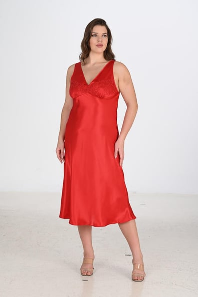 Ahu 2-Piece Red Dressing Gown Set Bigsize 6226