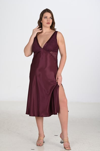 Ahu 2-Piece Plum Dressing Gown Set Bigsize 6223