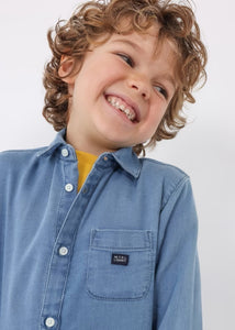 Boy's matching embroidered sweatshirt Ref.  13-04423-020/Better Cotton boy's denim shirt Ref.  13-04112-065