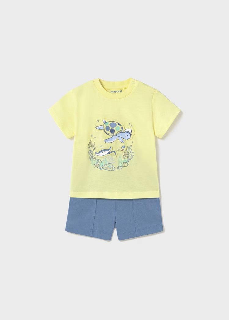 Navy blue baby Bermuda shorts and t-shirt set Ref.  25-01654-031